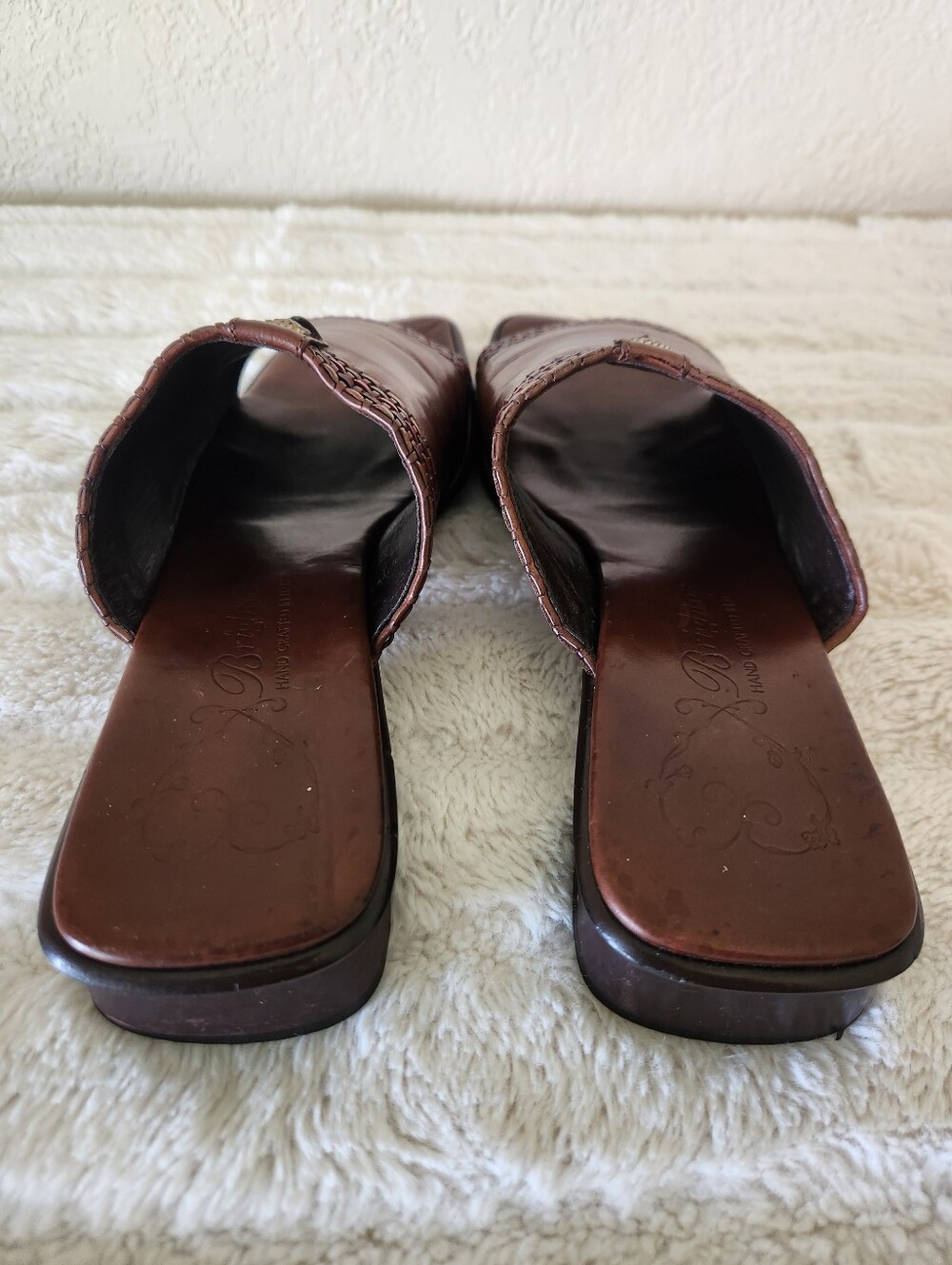 Brighton Brown Leather Slide Sandals Size 8.5 - Picture 3 of 13